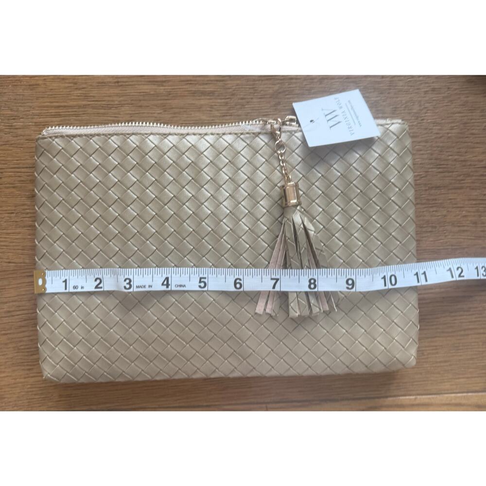 Virginia Wolf Mimi Woven Clutch Pouch Gold Vegan Leather - Picture 3 of 5